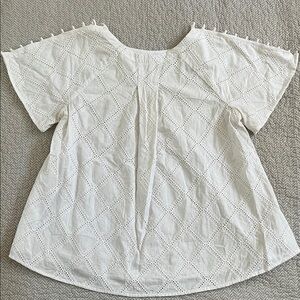 MADEWELL Off White Eyelet Open‎ Shoulder Shortsleeved Blouse Womens XXS